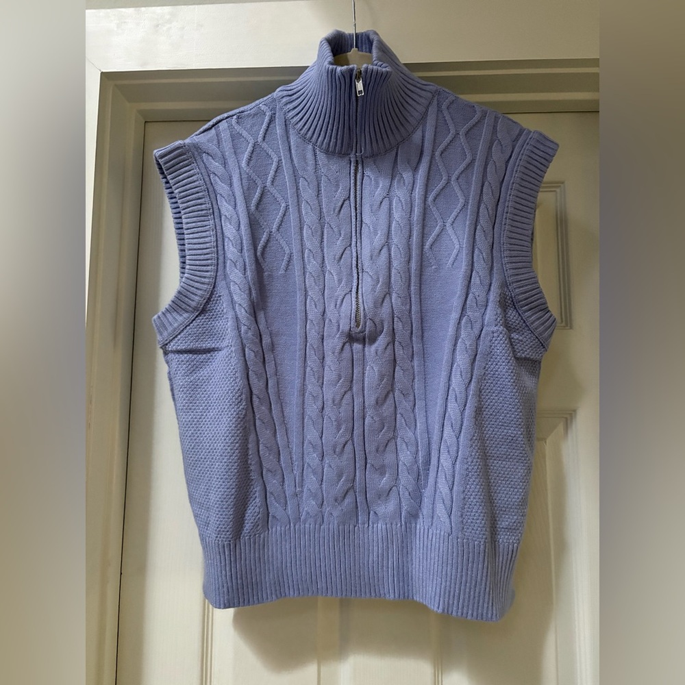 Sleeveless Cable Knit Turtleneck Sweater